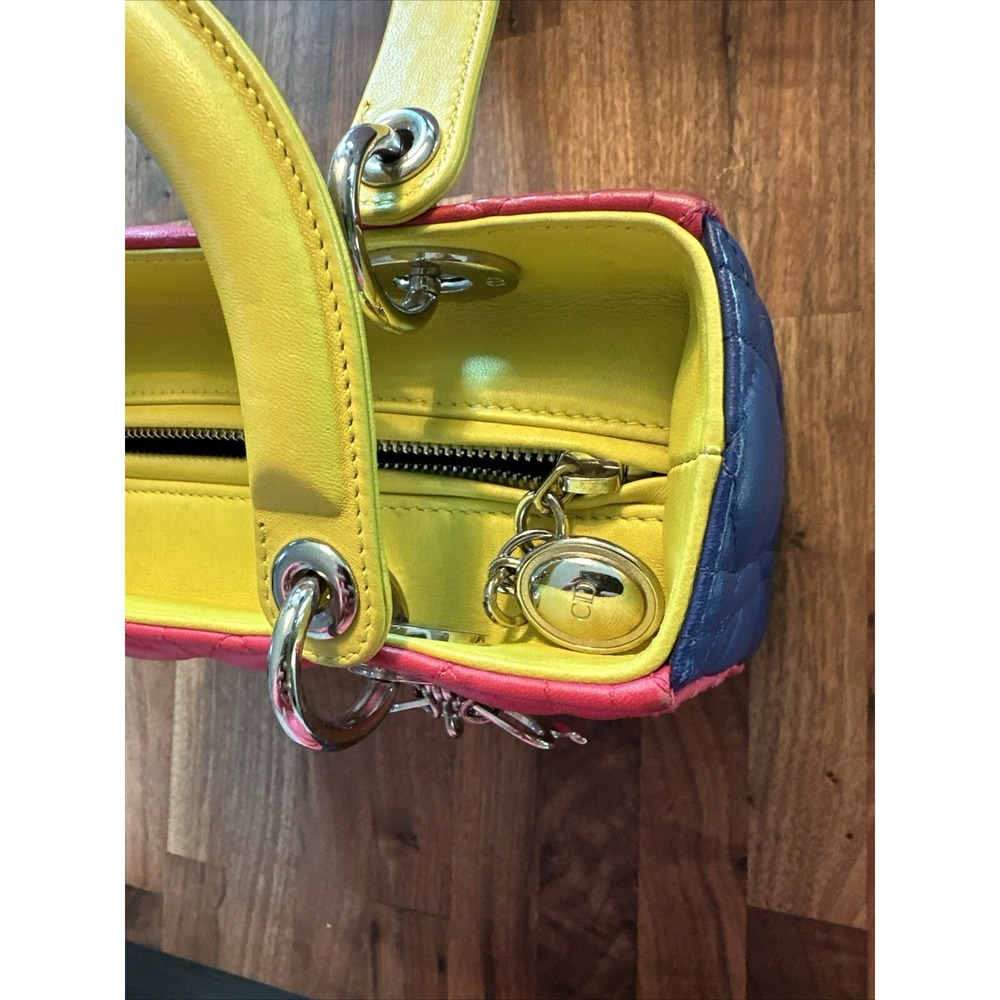 Christian Dior Lady Dior Cannage 2way Handbag Pink Tricolor. Leather Large Bag - Picture 7 of 16